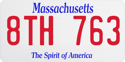 MA license plate 8TH763