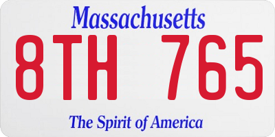 MA license plate 8TH765