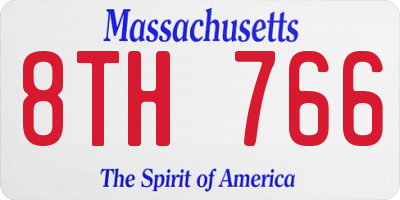 MA license plate 8TH766