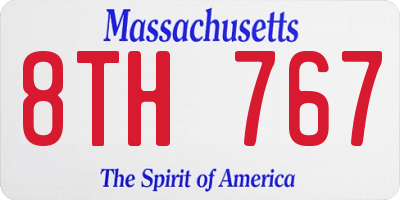 MA license plate 8TH767
