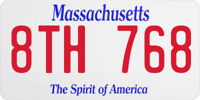 MA license plate 8TH768