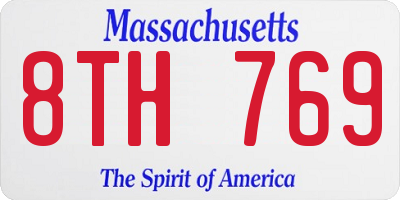 MA license plate 8TH769