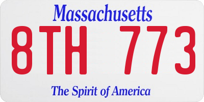 MA license plate 8TH773