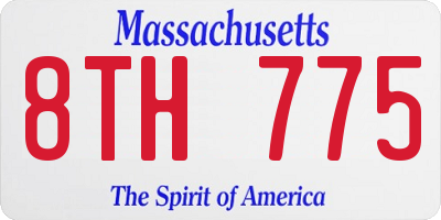 MA license plate 8TH775