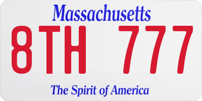 MA license plate 8TH777