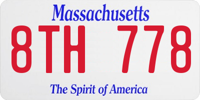 MA license plate 8TH778