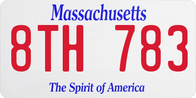 MA license plate 8TH783