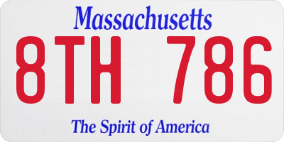 MA license plate 8TH786