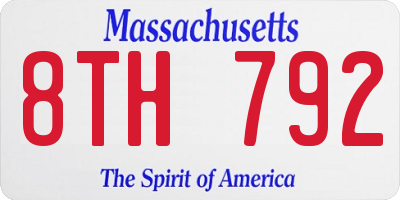 MA license plate 8TH792