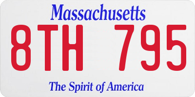 MA license plate 8TH795