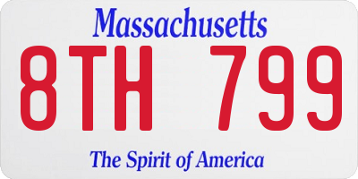 MA license plate 8TH799