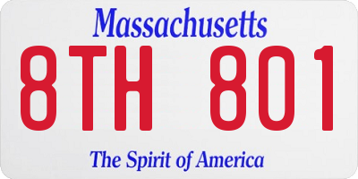MA license plate 8TH801