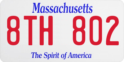 MA license plate 8TH802