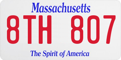 MA license plate 8TH807