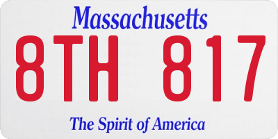 MA license plate 8TH817