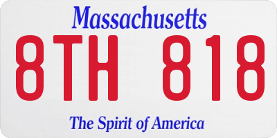 MA license plate 8TH818