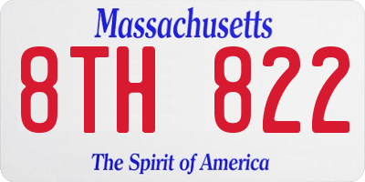 MA license plate 8TH822