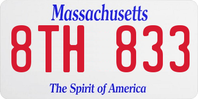 MA license plate 8TH833