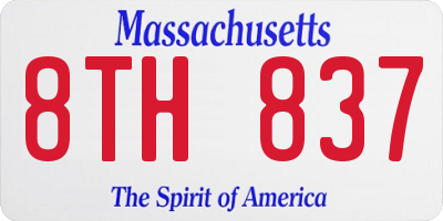 MA license plate 8TH837