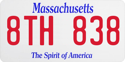 MA license plate 8TH838