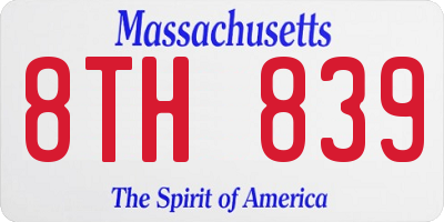 MA license plate 8TH839