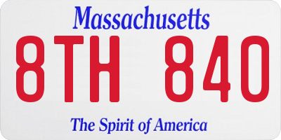MA license plate 8TH840