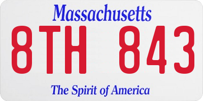 MA license plate 8TH843