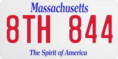 MA license plate 8TH844
