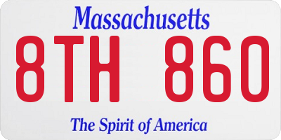 MA license plate 8TH860