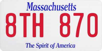 MA license plate 8TH870