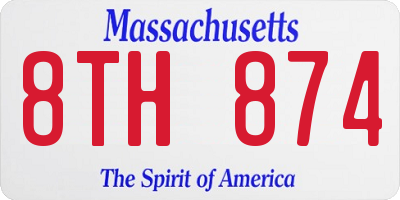 MA license plate 8TH874