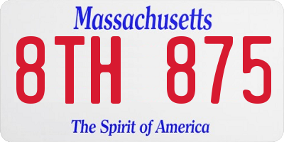 MA license plate 8TH875