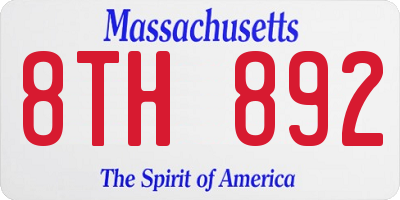 MA license plate 8TH892