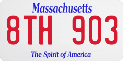 MA license plate 8TH903