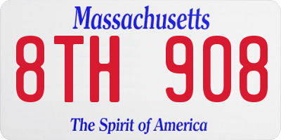 MA license plate 8TH908