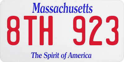 MA license plate 8TH923