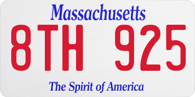 MA license plate 8TH925