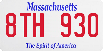 MA license plate 8TH930