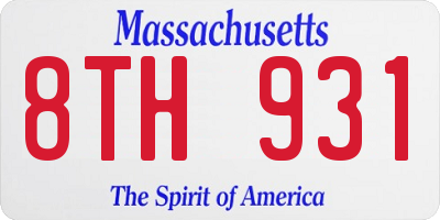MA license plate 8TH931