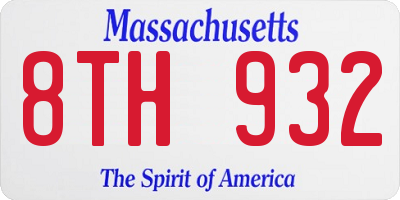 MA license plate 8TH932