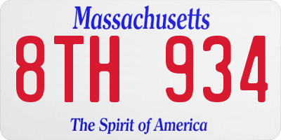 MA license plate 8TH934
