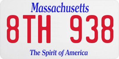 MA license plate 8TH938