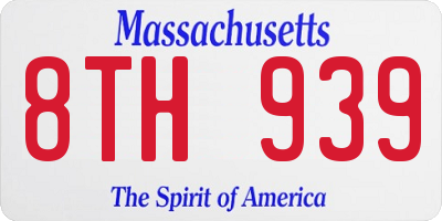 MA license plate 8TH939
