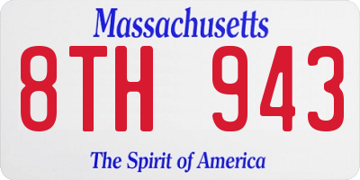 MA license plate 8TH943