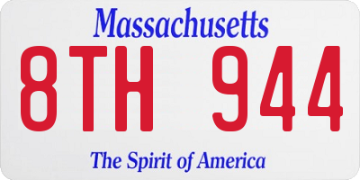 MA license plate 8TH944