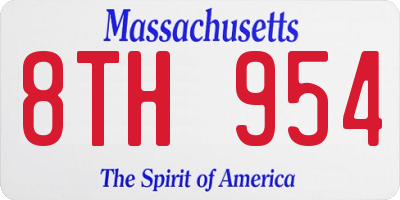 MA license plate 8TH954