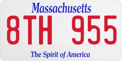 MA license plate 8TH955