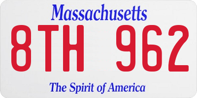 MA license plate 8TH962