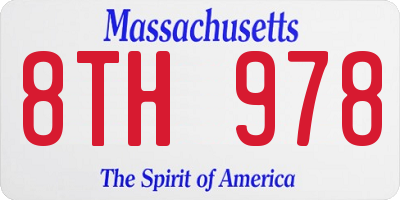 MA license plate 8TH978