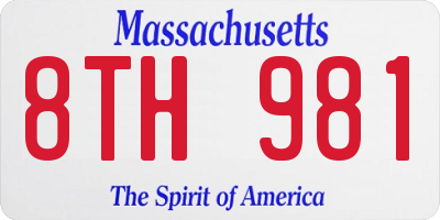 MA license plate 8TH981